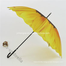 22"X8k Sunflower Printing Straight Sun and Rain Umbrella (YSS0143)